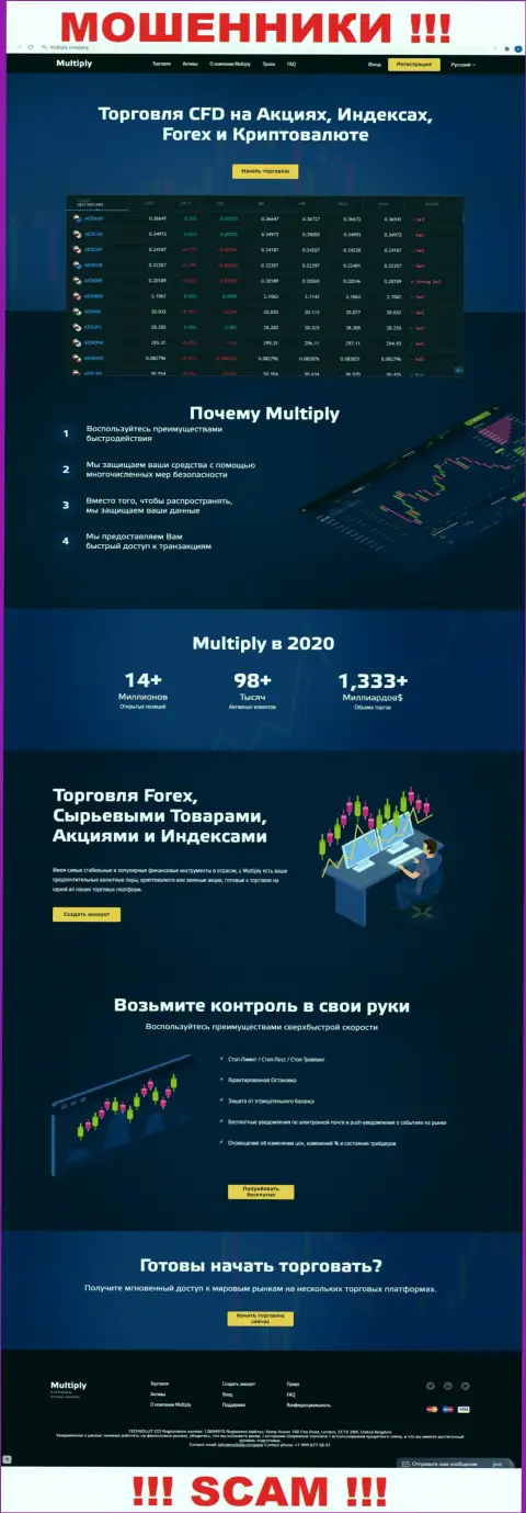 Информация об официальном онлайн-сервисе мошенников Multiply