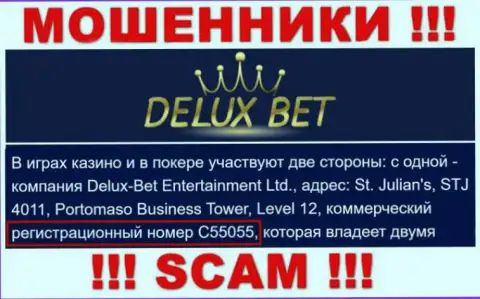 ДелюксБет - регистрационный номер интернет-воров - C55055