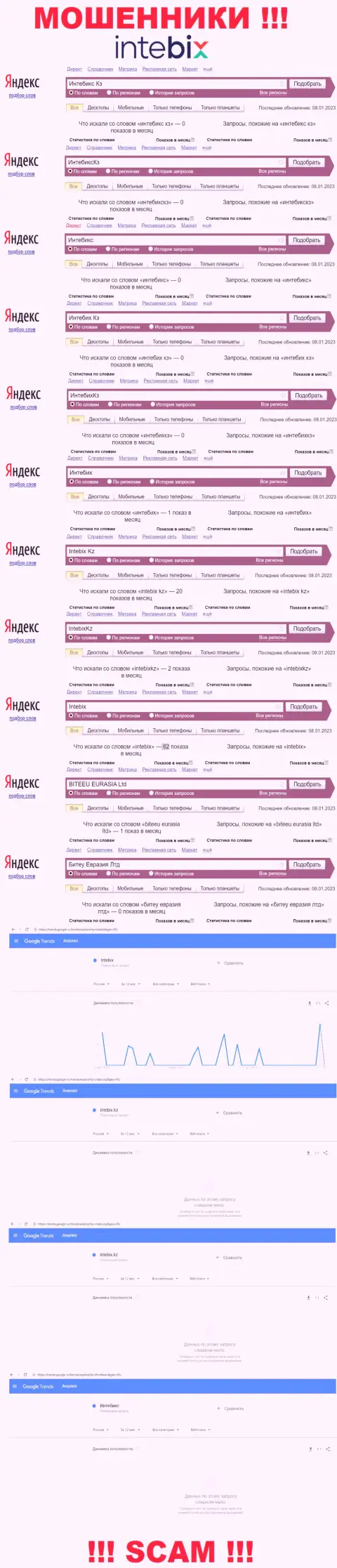 Статистические показатели бренда ИнтебихКз, какое количество online запросов у данной организации