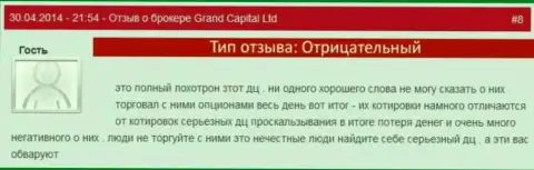 Мошеннические действия в Гранд Капитал с котировками валют