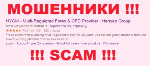 HYCM - это МОШЕННИКИ !!! SCAM !!!